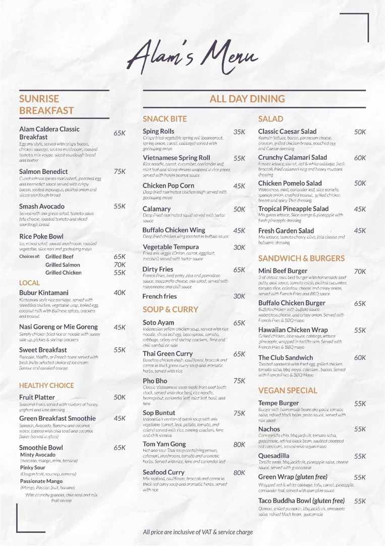 Alam Resto Menu