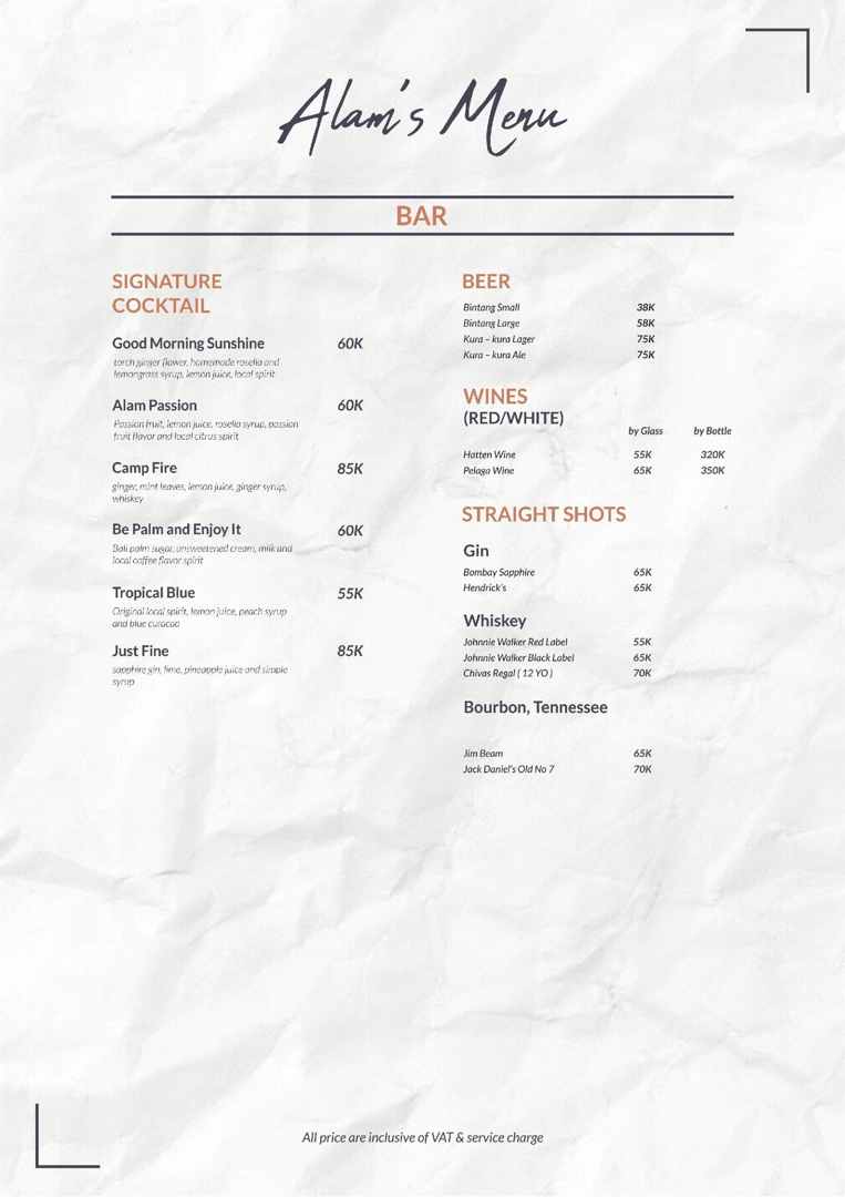 Alam Resto Menu