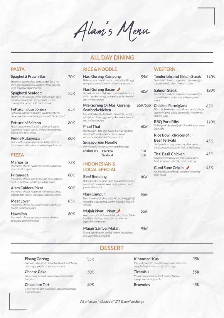 Alam Resto Menu