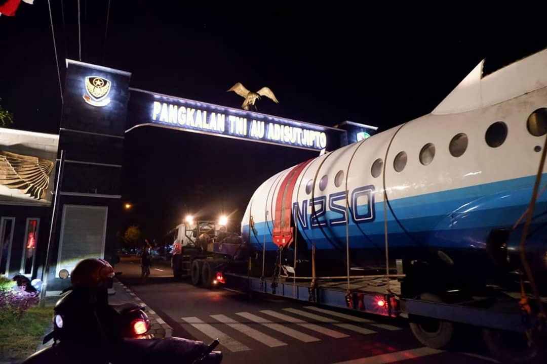 The N250 Gatotkaca plane at the Adisutjipto Air Force Base. / Twitter TNI AU